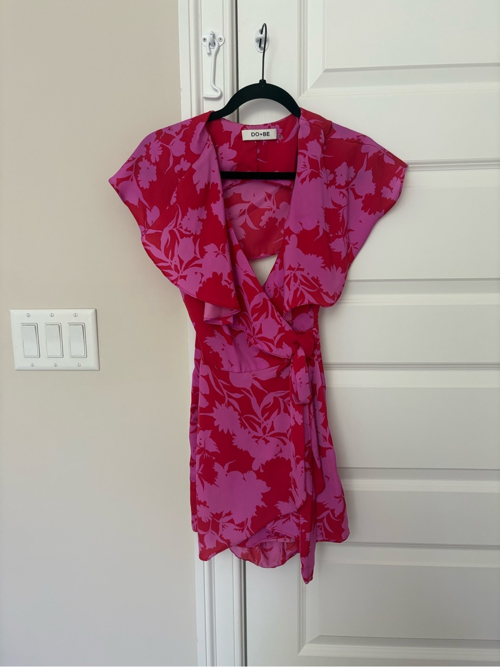 DO+BE Pink and Red Floral Wrap Mini Dress (skort)